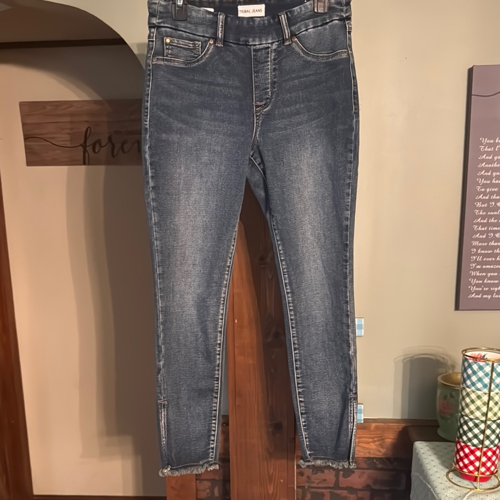 Dark Blue Denim Jeans Audrey mid rise ankle jeggings
